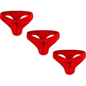 COMLIFE Men's Solid Color Front Long Pouch Sexy Briefs Swimsuit Fabric Stretch Front Hole Opening T-back Thongs