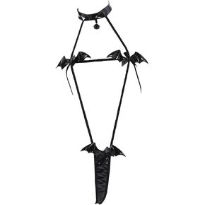 Womens Bat Cosplay Lingerie Micro Bikini Devil Halloween Costume Suspender Babydoll