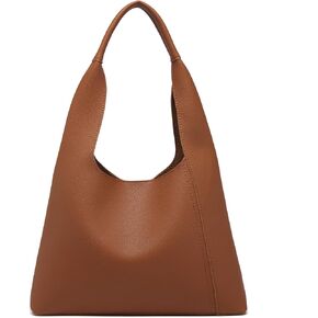 Slouchy Hobo Bags for Women, Shoulder Handbag Purse 2pcs Soft Tote Work Bag PU Leather Top Handle Bag
