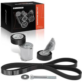 A-Premium Engine Serpentine Belt Drive Kit with Tensioner & Idler Pulley Compatible with Volkswagen Passat 2012-2014, Beetle 2006-2010 2012-2015, 2.5L, 3-PC Set