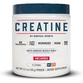 Biosteel Creatine Monohydrate Powder - 72 حصص ، 180 جرام ، ميكرون من أجل استرداد العضلات والعضلات العجاف ، NSF للرياضة معتمد من مسحوق الكرياتين