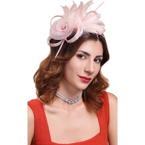 Cizoe Women's Fascinator Hats Tea Party Derby Fascinator Hat Feather Headpiece for Cocktail Wedding