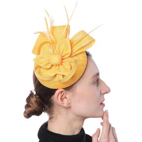 Women's Fascinator Hat Fake Sinamay Feather Tea Party Pillbox Flower Derby Church Hat
