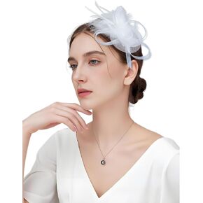 Markest Fascinators for Women Mesh Flower Feather Headpiece Tea Party Wedding Derby Cocktail 20s Party Accessory