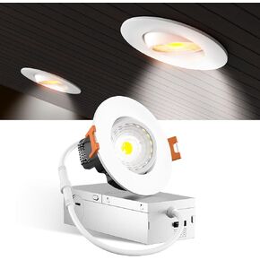 Amico 12 Pack 4 Inch 5CCT Gimbal LED Recessed Lighting, 360°&90°Adjustable Eyeball Directional Downlight, Dimmable, 2700K/3000K/3500K/4000K/5000K Selectable, 9W 700LM CRI90+, White, ETL&FCC