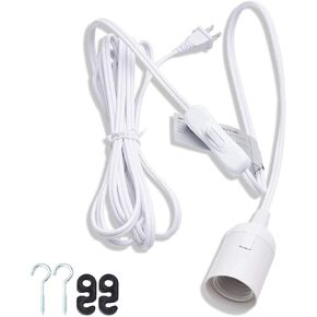 JACKYLED Extension Hanging Lantern Cord Cable 15Ft UL 360W with E26 E27 Socket On/Off Button Pendant Lighting