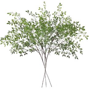 3pcs تنبع المساحات الخضراء الاصطناعية ، 43.3 بوصة فروع Nandina Greenery ، وذات نبات فو الطويل للهزياء ، وأزهار النبات البلاستيكية الاصطناعية لحفل الزفاف المكتب المنزلي ، وديكور مطعم الحديقة
