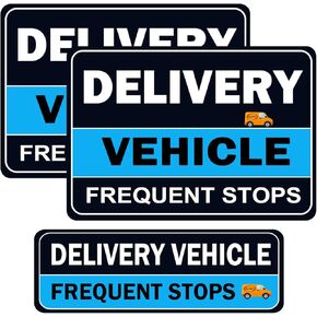 NIMONA Delivery Driver Magnet for Car - 3-Pack Caution Frequent Stops Removable Set - Reflective Delivery Magnetic Car Door Sign - Weather-Resistant 11.8 x 4 inch (Blue-3)