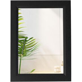 مرآة الحمام الأسود الريفي ، 11.8x15.8 بوصة إطار خشبي مرآة جدار مستطيل ، معلقة أفقيا أو عمودي