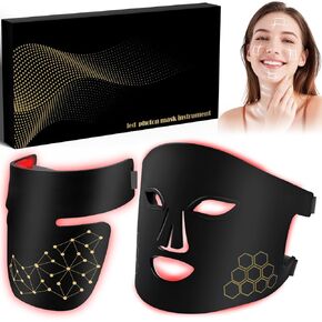Red Light Therapy for Face and Neck, Infrared LED Mask Light Therapy 4 Light Waves with 850nm Near Infrared, Portable Rechargeable Red Light Therapy Mask Skincare Device for Facial Rejuvenation