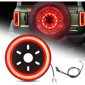 Spare Tire Brake Light Compatible for Ford Bronco 2/4 Door 2021 2022 2023 2024, Plug and Play 4th Third Brake Light Rear LED Ring Wheel Light, Red