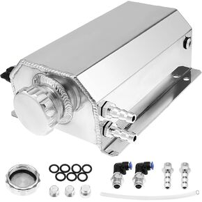 Radiator Overflow Tank 2L Coolant Overflow Tank Universal Coolant Reservoir Tank Polished Aluminum Reservoir Expansion Tank Overflow Tank, Black