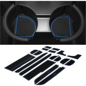 CupHolderHero Compatible with Nissan Frontier Accessories 2005-2024 Premium Custom Interior Non-Slip Anti Dust Cup Holder Inserts, Center Console Liner Mats, Door Pocket Liners 17pc Set (Blue Trim)