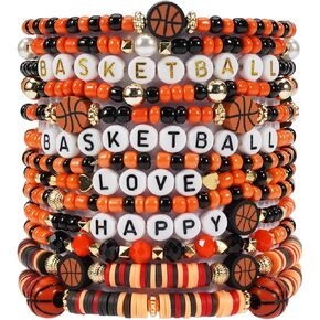 Sports Themed Stretchy Bracelet for Women, Basketball Baseball Design