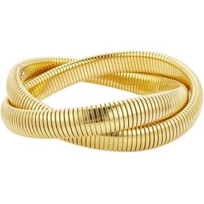 Edforce Stainless Steel Twisted Love Knot Omega Stretch Bangle Bracelet for Women