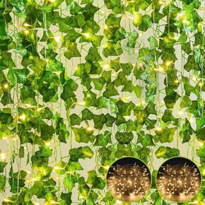 BLEUM CADE 6 Strands 42Ft Fake Vines for Bedroom with Fake Leaves, Cute Artificial Hanging Ivy Vines Fake Plants for Christmas Party Garden Store Wall Room Decor Aesthetic