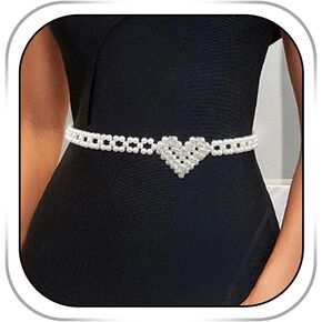 Abien Pearl Waist Chain Pearl Body Chain Belly Chain Pearls Chain Belt Body Jewelry for Women