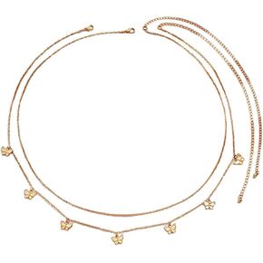 MAKEMECHIC Women's Butterfly Layered Gold Waist Chain Summer Body Accessories Belly Chain