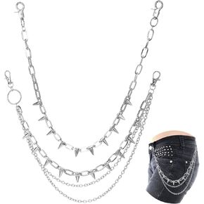 2 Pcs Pants Chain Hip Chain Vintage Punk Chains for Women and Men Rivet Layered Pant Chain Pocket Chain Harajuku Punk Cool Pants Jeans Chains Biker Chain Fashion Body Jewelry Accessory