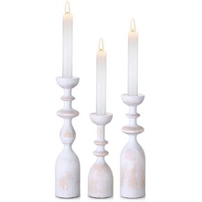 HOWSILAY Candle Holder Wood Candle Holders for Table Centerpiece Candlestick Holders Modern Farmhouse Decor Candlesticks fits 3/4" or 7/8" Taper Candle and Dia 1.5" Led Tea Lights or Pillar Candles