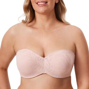 AISILIN Women's Strapless Bra for Big Bust Minimizer Unlined Underwire Plus Size Lace Bandeau