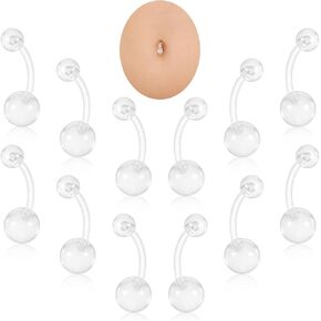 12pcs صافحة زر البطن حلقة البلاستيك ثقب المجوهرات الحمل حلقات البطن حلقات أكريليك أنف أنف حلقات الشفاه حاجب اللسان جسم ثقب المجوهرات للنساء الرجال