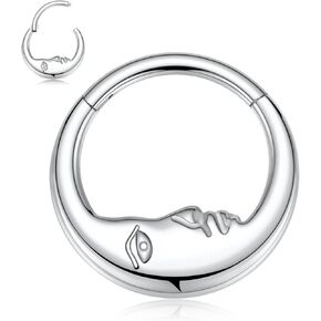 funlmo 16g القمر الهلال وجه الحاجز حلقة الأنف خاتم daith مجوهرات 316L من الصلب الجراحي الحاجز المجوهرات