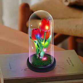Forever Tulip Flowers for Women, Tulip Gifts for Mom, Unique Personalized Birthday Gifts for Friends, Sisters, Wife,Tulip Lamp for Mother’s Day Valentine’s Day Women Girlfriend (Blue)