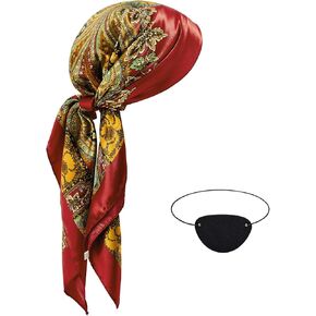 Pirate Costume Accessories Set Women Men Pirate Head Scarf Hat Pirate Eye Patch Headband Cosplay for Halloween Costume Party
