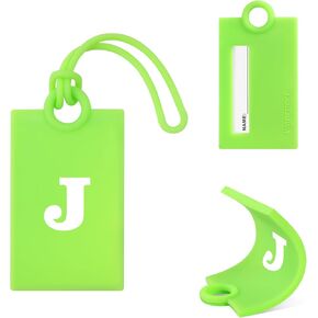 Vigorport Initial Luggage Tags for Suitcase, 3 Pack Bright Silicone Bendable Tags with Privacy Name Card for Travel Sports Easy Identification(Letter P)