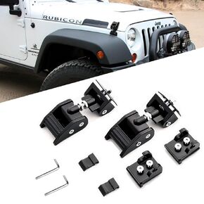 Hood Latch Aluminium Lock Catch متوافق مع Jeep Wrangler 2007-2017 JK/JKU ، 2018-2022 JL/JLU ، 2020-2024 Gladiator ، 1 زوج