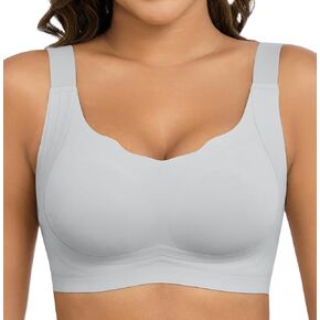 Scalloped Wirefree Bras for Women Full Coverage No Underwire Everyday Bras Comfortable Wireless Padded Bras Seamless