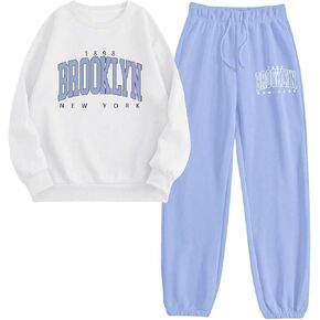 SOLY HUX Women's Sweatsuit 2 Piece Letter Graphic Long Sleeve Sweatshirt and Pants Outfits Set Casual Tracksuits