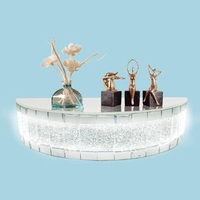 TACIDON Mirrored Floating for Wall Decor. Glamorous Crystal Crush Diamond Decorative Wall Shelf. Silver Mirror Glass Shelf. Suitable for Room, Bedroom,Bathroom or Living Room.(15"x6"x3")