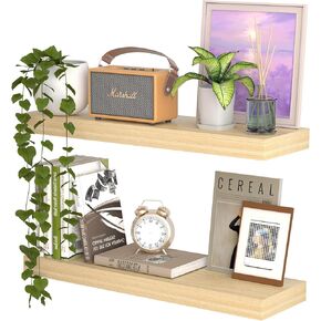 AZSKY 16 Inch White Floating Shelf, Floating Book Shelves for Wall, 6.7Inch Deep Floating Shelves, Wood Wall Shelves Wall Mounted Decor Storage for Bathroom, Living Room, Bedroom, Kitchen in Kuwait