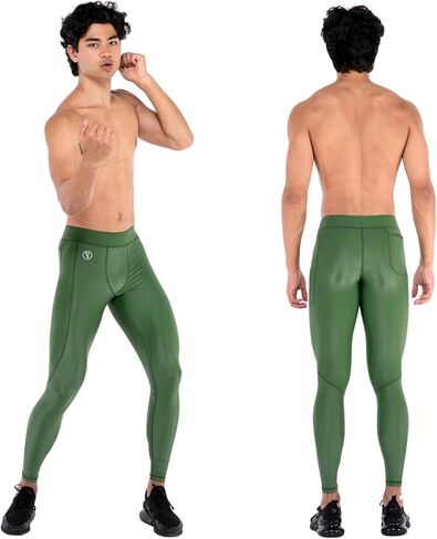 Kapow Meggings Shiny Performance Leggings - Compression Pants for Men with Pockets in Kuwait