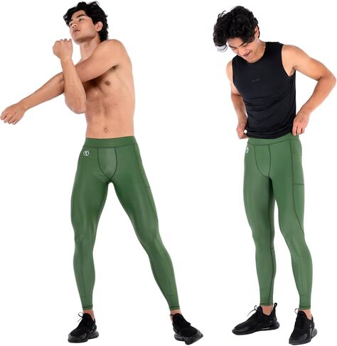 Kapow Meggings Shiny Performance Leggings - Compression Pants for Men with Pockets in Kuwait