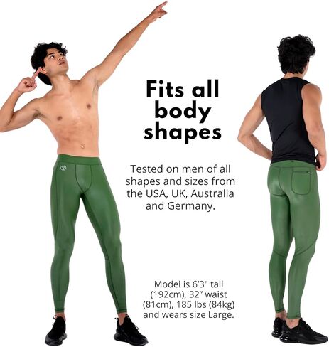 Kapow Meggings Shiny Performance Leggings - Compression Pants for Men with Pockets in Kuwait