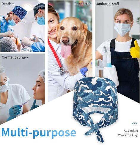 Working Cap Scrub Cap with Sweatband Adjustable Unisex Women Tie Back Hat Nurse Surgical Caps in Saudi Arabia
