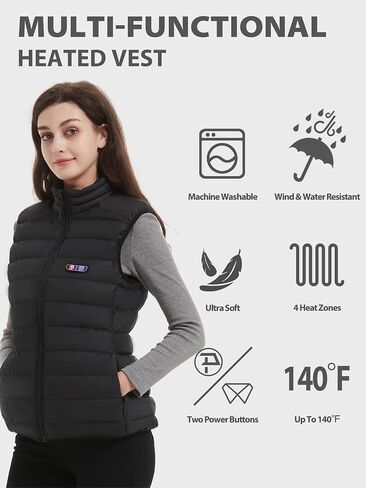 PTAHDUS Women’s Heated Vest with Battery Lightweight 4 Heating Zones, with Neck Warmer in Saudi Arabia