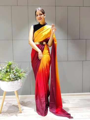Women's Chiffon Georgette Ready To Wear saree With Unstitched Blouse Piece in Kuwait