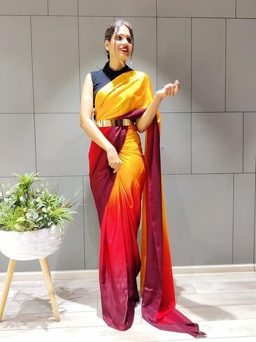 Women's Chiffon Georgette Ready To Wear saree With Unstitched Blouse Piece in Kuwait