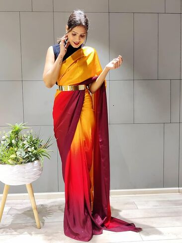 Women's Chiffon Georgette Ready To Wear saree With Unstitched Blouse Piece in Kuwait