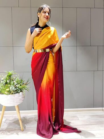 Women's Chiffon Georgette Ready To Wear saree With Unstitched Blouse Piece in Kuwait