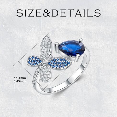 925 Sterling Silver Drangonfly/Butterfly Open Finger Rings قابل للتعديل القابل للتعديل للأحجار الكريمة الياقوت الزمرد الخاتم الأخضر للنساء الدائري/الكمثرى/الأميرة خاتم الخطوبة in Kuwait