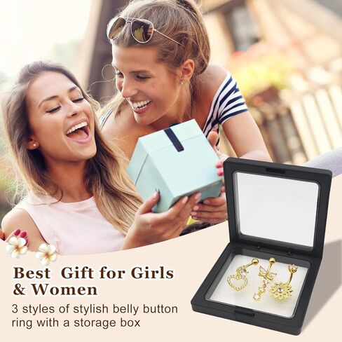 Hypoallergenic Titanium Belly Button Ring for Women, Dangle Navel Piercing Jewelry, Surgical Steel Gold Plated Belly Piercing Ring in Kuwait