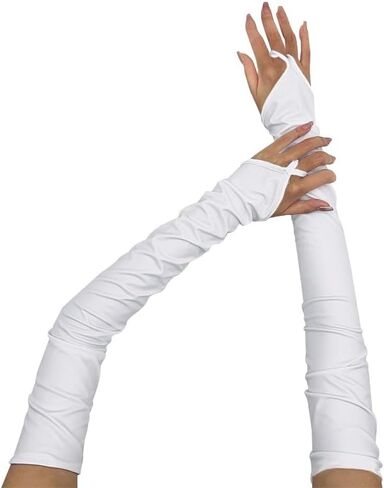 Specell Women's Faux Leather Come Cloves Length Lensibly Hloves Party Party Leather Gloves الأنيقة الطويلة 55 سم/21.65 " in Kuwait