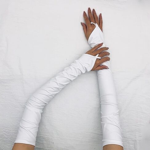 Specell Women's Faux Leather Come Cloves Length Lensibly Hloves Party Party Leather Gloves الأنيقة الطويلة 55 سم/21.65 " in Kuwait