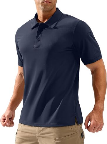 Pudolla Mens Tactical Shirts Short Sleeve Golf Work Polos Moisture Wicking Dry Fit Collared Shirt Lightweight Polo Shirt in Saudi Arabia