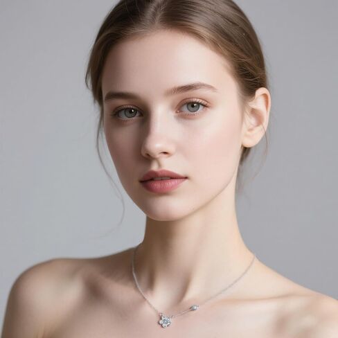 Reffeer Solid 925 Sterling Silver Dainty Flower Choker Necklace for Women Teens CZ Flower Pendant Necklace in Saudi Arabia